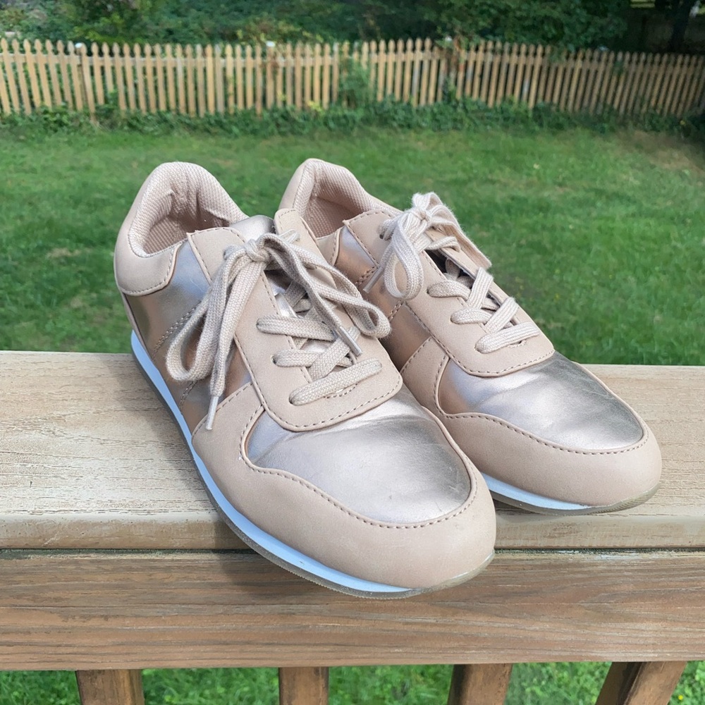 Women's Rose Gold Metallic Sneakers